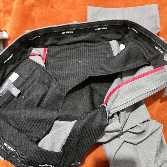 Van Heusen Flex Dress Pants Size 32x32 Gray Color Flat Front Straight - Picture 6 of 9